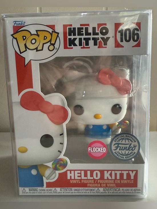 Funko Other - Funko Pop! Hello Kitty Flocked Figure with Red Bow and Blue Outfit